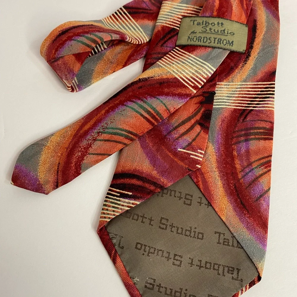 Talbots Bold & Bright Studio Wide Vibrant Abstract Fun Colorful Silk Han…